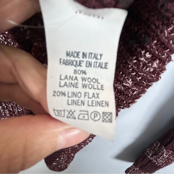 Brandy Melville Wool Linen Blend Colour Block Knit Sweater One Size Burgundy - Picture 11 of 12